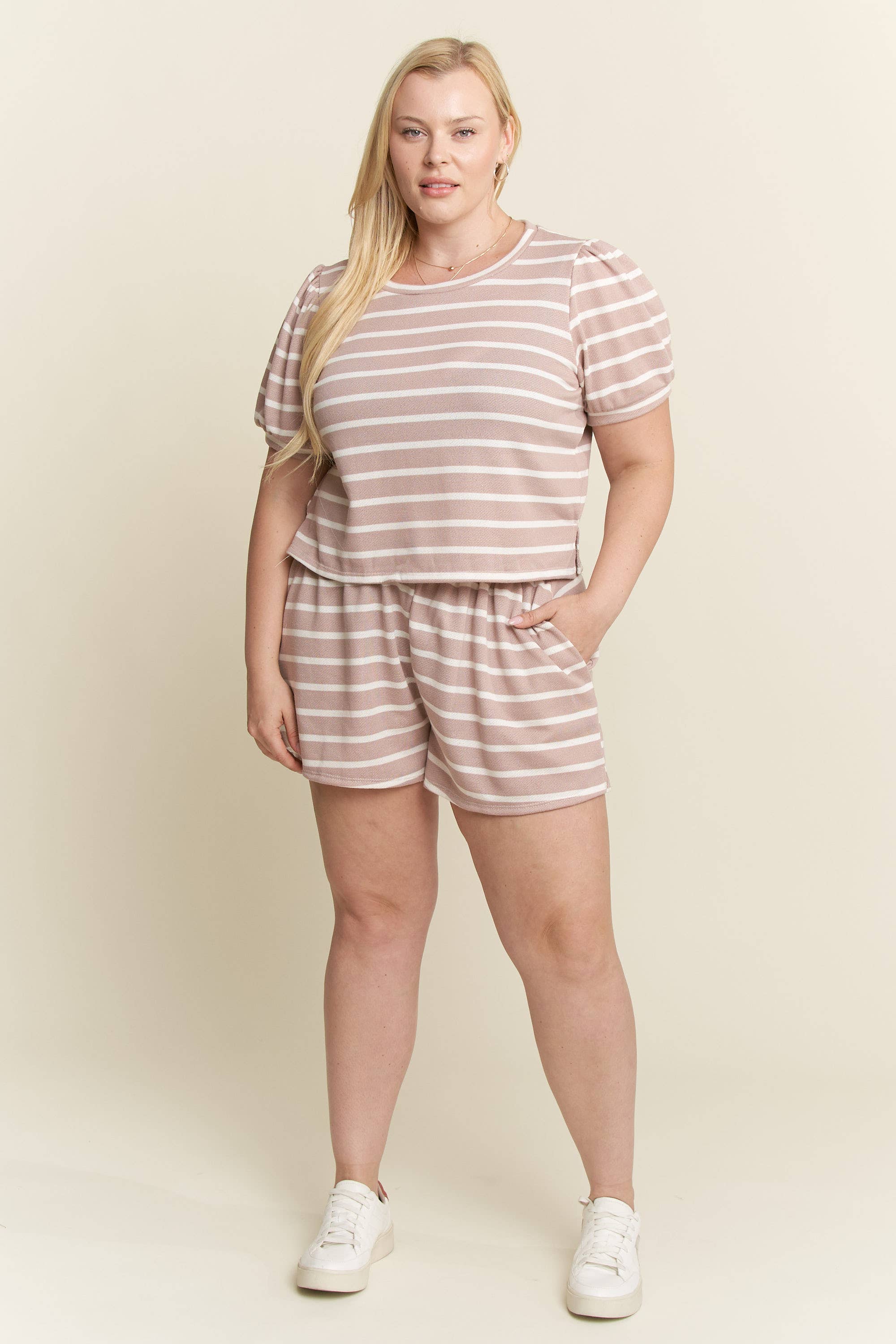 PLUS SIZE 2 PIECE STRIPED LOUNGE SET