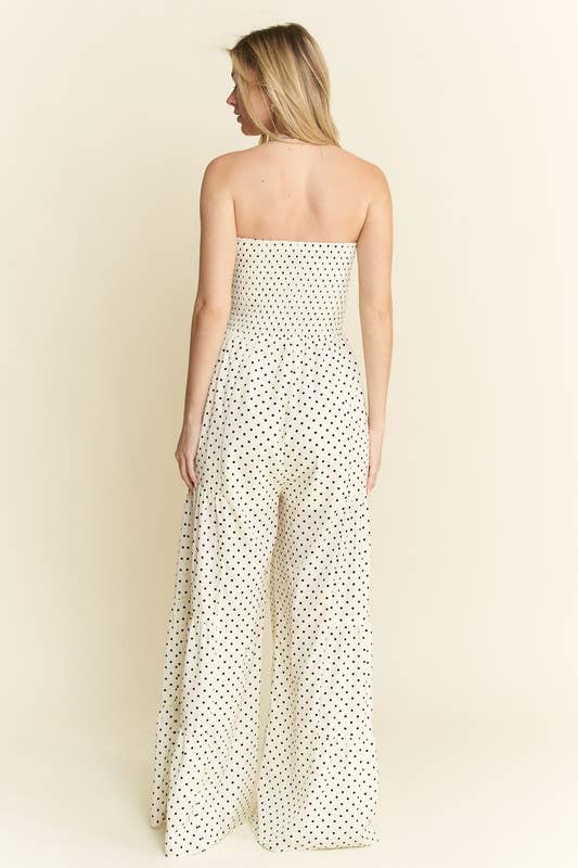 PLUS SIZE POLKADOT TIE FRONT JUMPSUIT