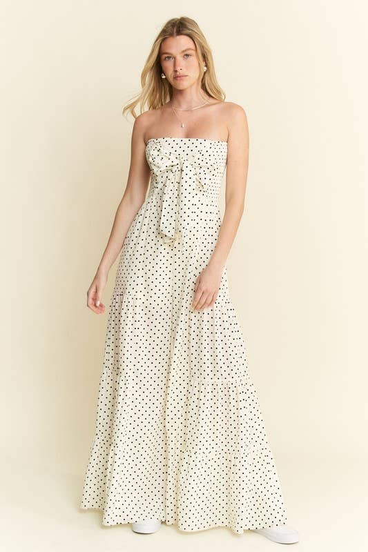 PLUS SIZE POLKADOT TIE FRONT JUMPSUIT