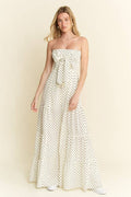 PLUS SIZE POLKADOT TIE FRONT JUMPSUIT