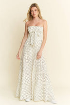 PLUS SIZE POLKADOT TIE FRONT JUMPSUIT