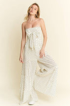 PLUS SIZE POLKADOT TIE FRONT JUMPSUIT