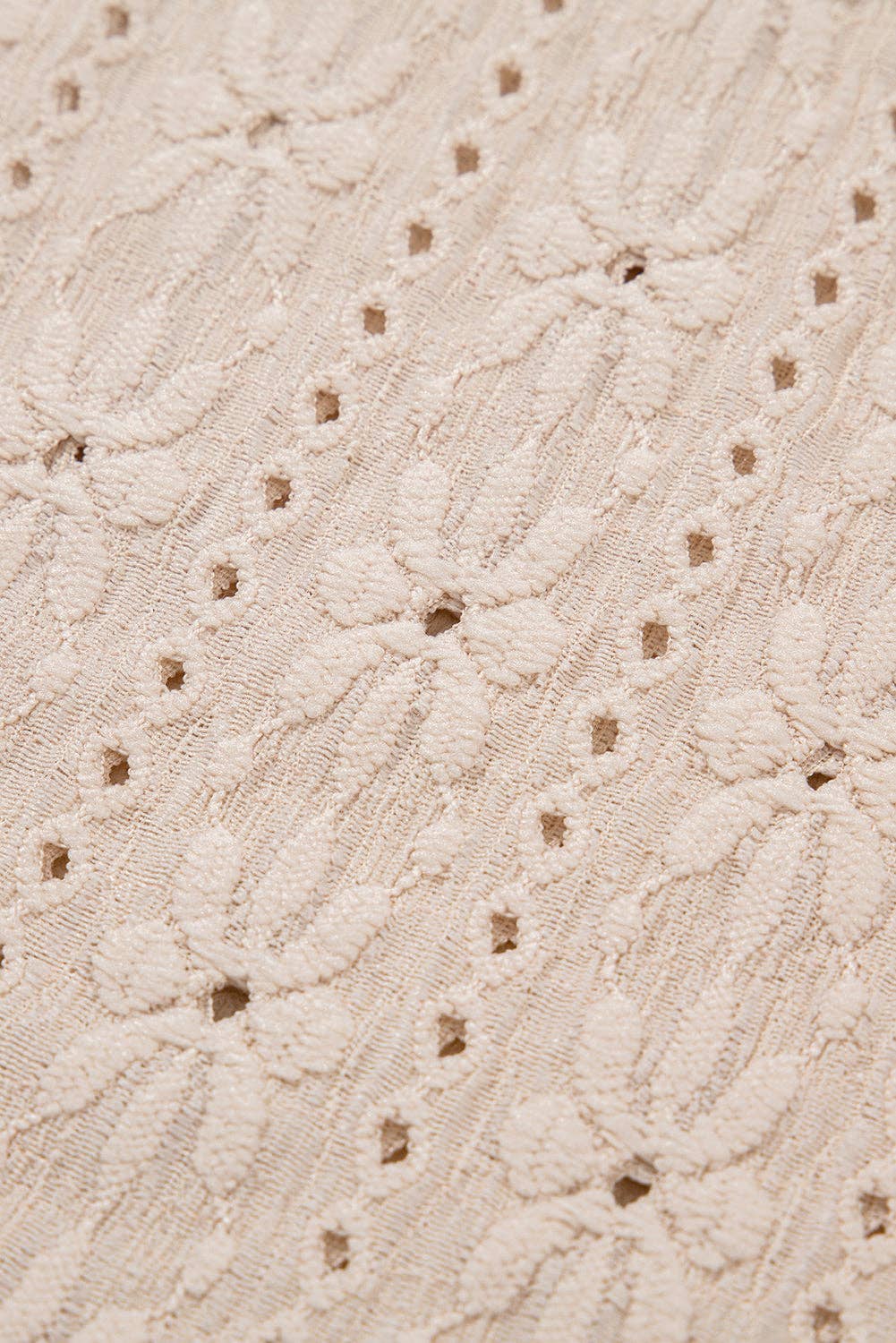 Oatmeal Floral Eyelet Embroidered Sleeveless Top