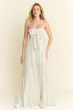 PLUS SIZE POLKADOT TIE FRONT JUMPSUIT