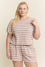 PLUS SIZE 2 PIECE STRIPED LOUNGE SET