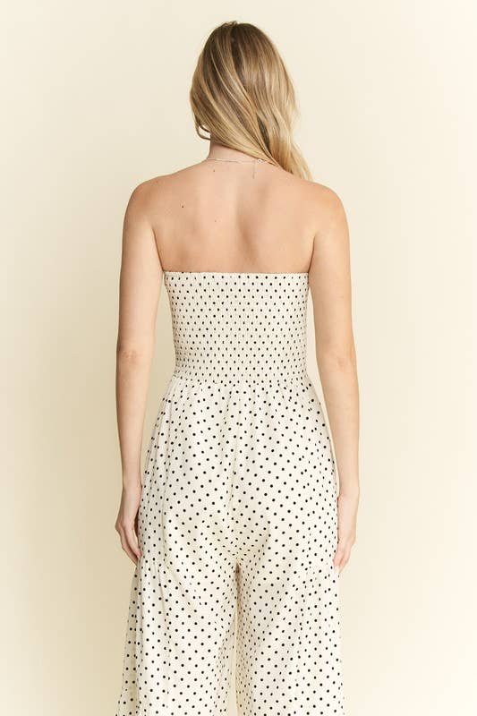 PLUS SIZE POLKADOT TIE FRONT JUMPSUIT