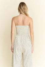 PLUS SIZE POLKADOT TIE FRONT JUMPSUIT