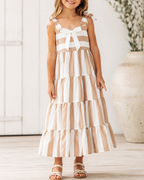Mommy & Me Striped and Floral Sleeveless Maxi Dress
