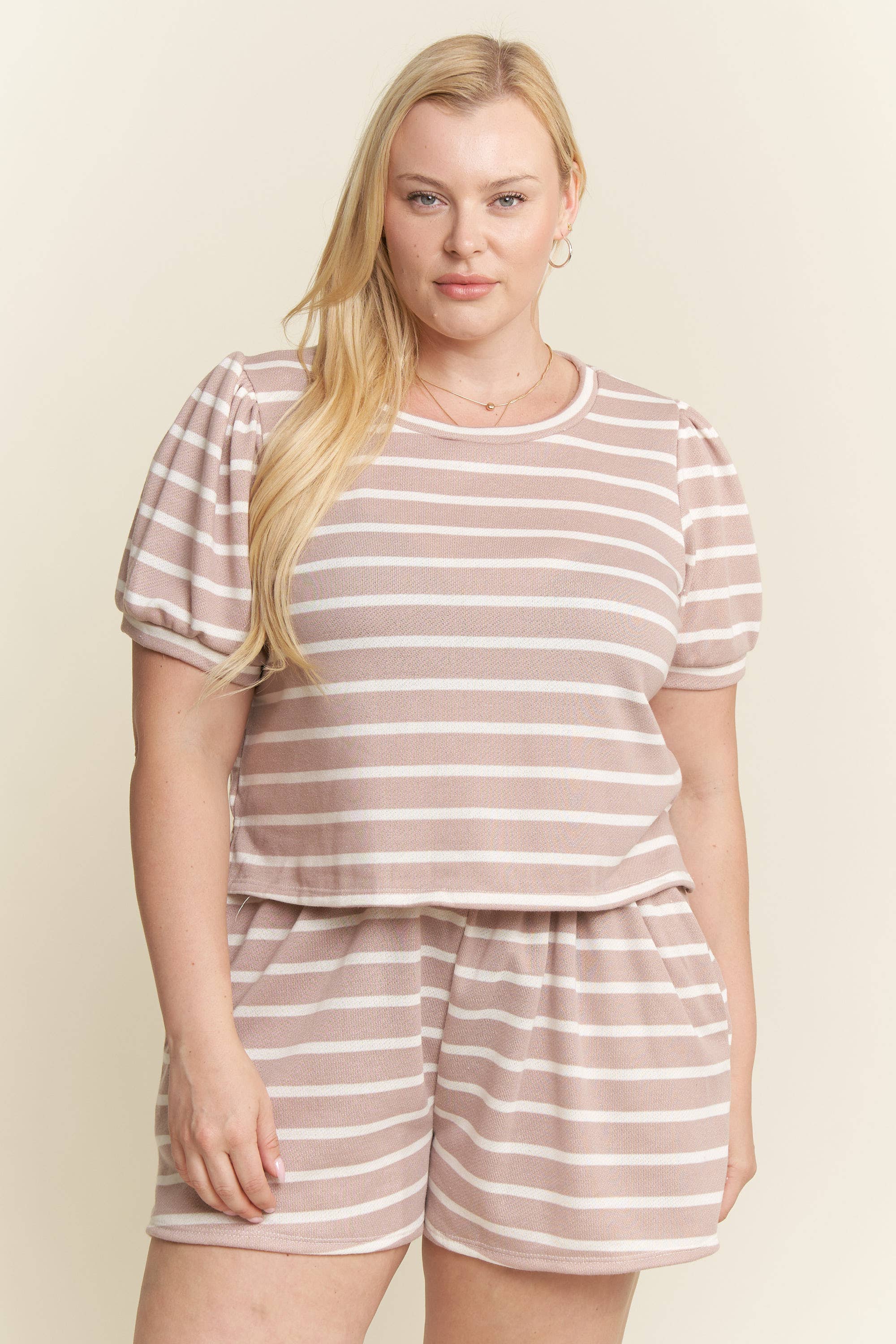 PLUS SIZE 2 PIECE STRIPED LOUNGE SET