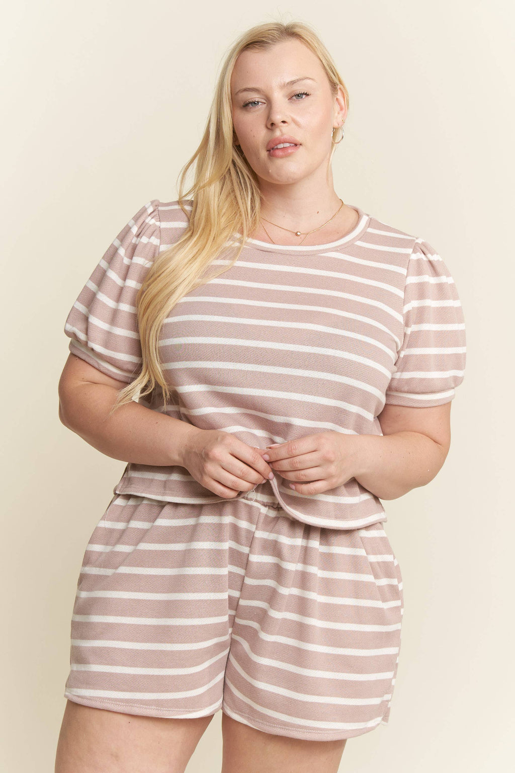 PLUS SIZE 2 PIECE STRIPED LOUNGE SET