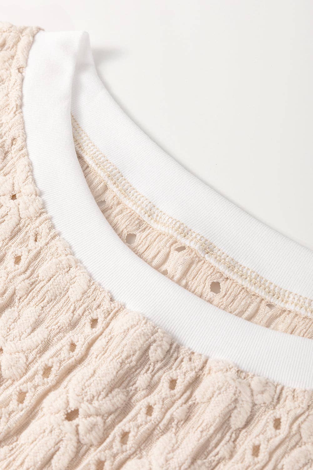 Oatmeal Floral Eyelet Embroidered Sleeveless Top