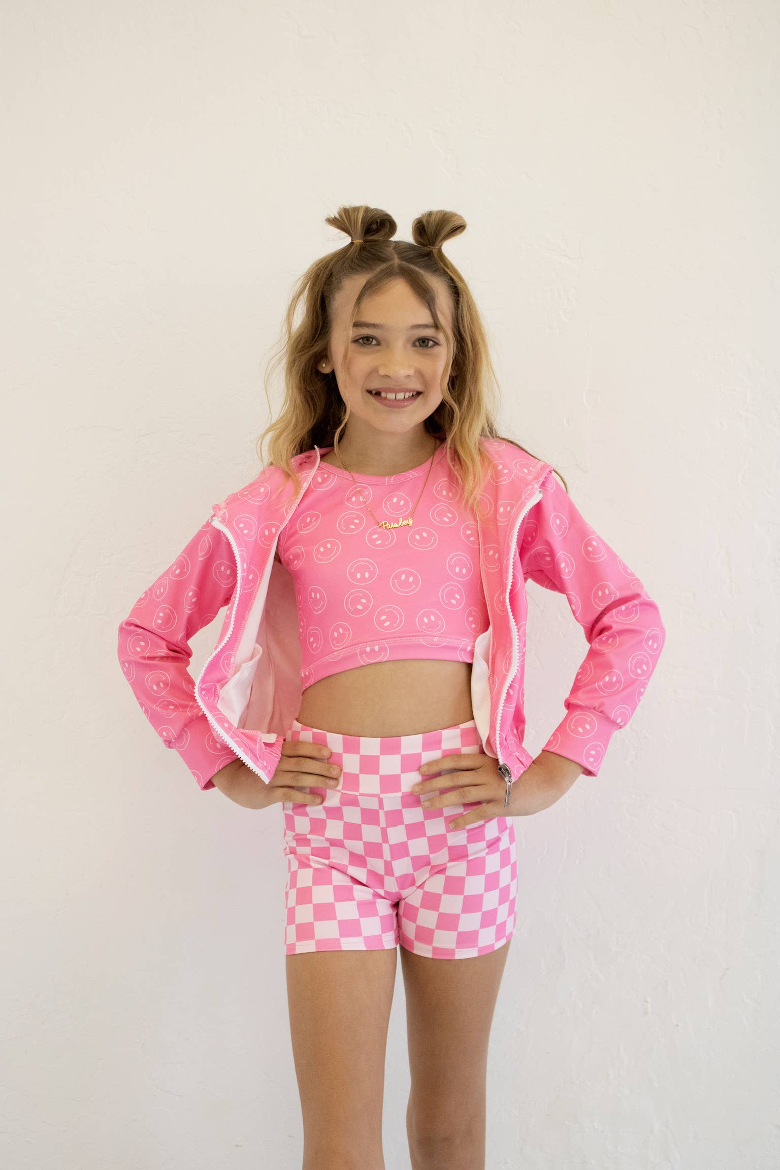 Pretty in motion- bubblegum check 2 piece set