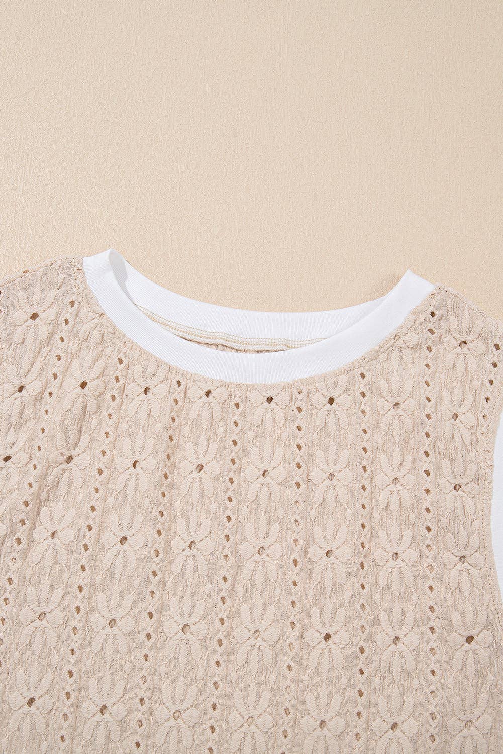 Oatmeal Floral Eyelet Embroidered Sleeveless Top